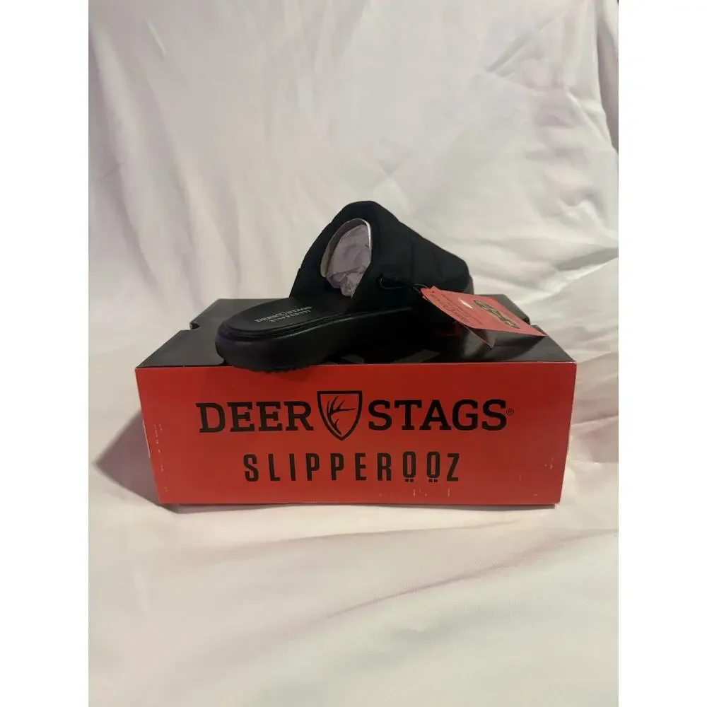Deer Stags Slipperooz Oslo Black Cushioned Slide Slip-On Slippers Mens 8 M